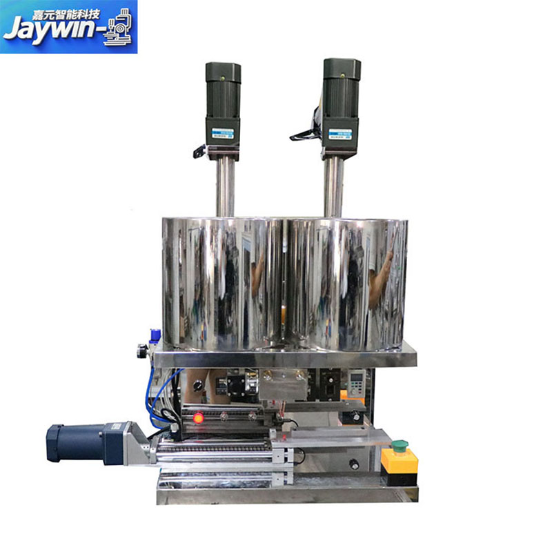 Cosmetic two-color lipstick paste heating, stirring and filling machine